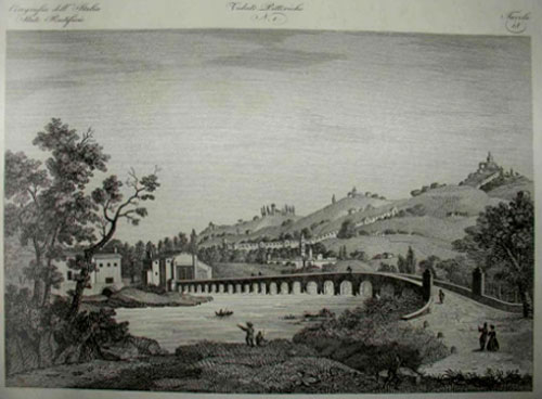 Zuccagni-Orlandini Ponte fiume Reno 1845 Bologna