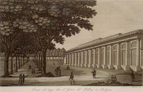 Gandini veduta luogo giuoco pallone Bologna 1833